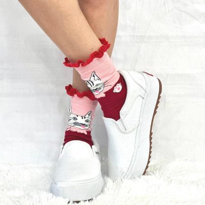 Cat-style sweet and cool contrasting lace socks - Image 5