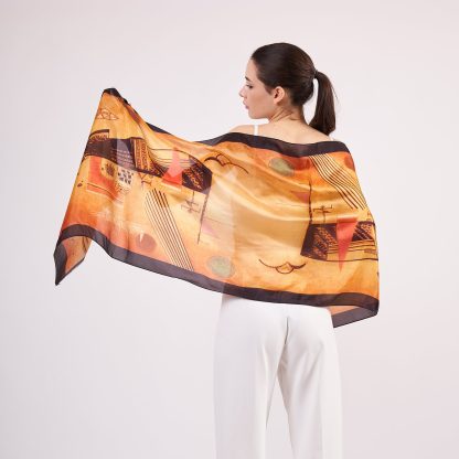 Artistic printed silk scarf - Image 4