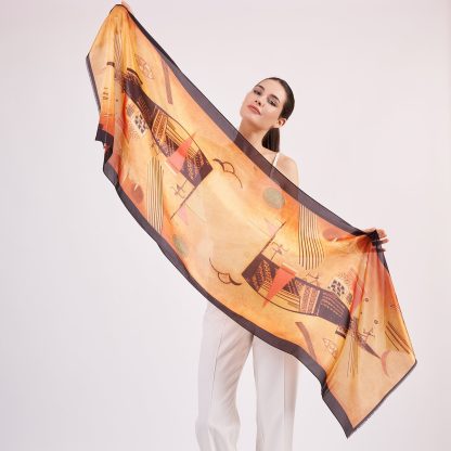 Artistic printed silk scarf - Image 3
