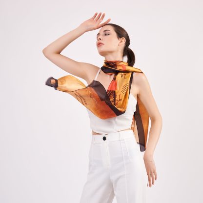 Artistic printed silk scarf - Image 2