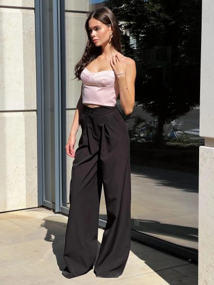 Draped wide-leg trousers