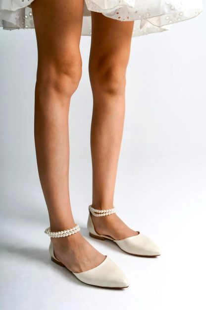 Pearl Ankle Chain Pointed Toe Flats - Image 5