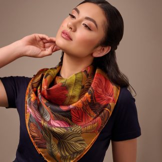 Autumn Leaves Silk Square Scarf