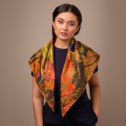 Autumn Leaves Silk Square Scarf - Image 6