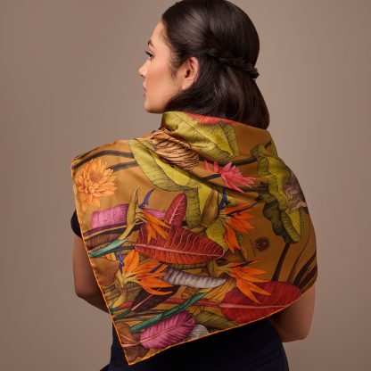 Autumn Leaves Silk Square Scarf - Image 4