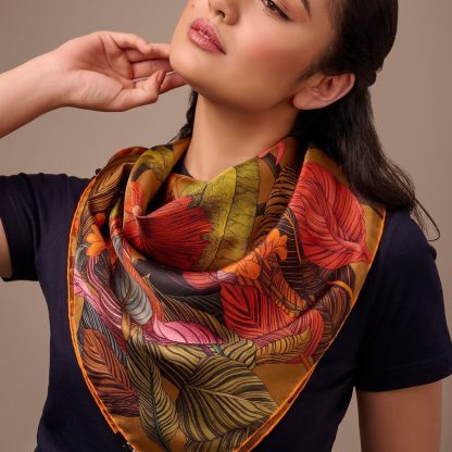 Autumn Leaves Silk Square Scarf - Image 2