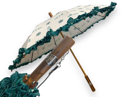 French retro wooden handle printed umbrella - Image 3