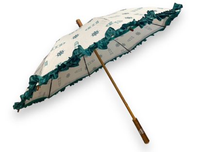 French retro wooden handle printed umbrella - Image 2