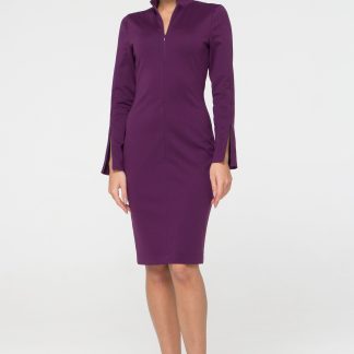 Purple Stand Collar Dress