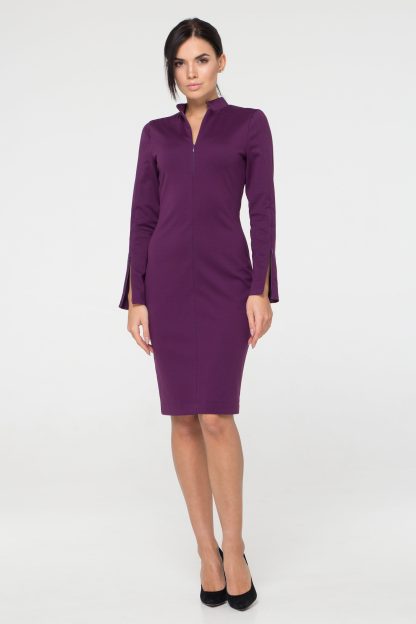 Purple Stand Collar Dress