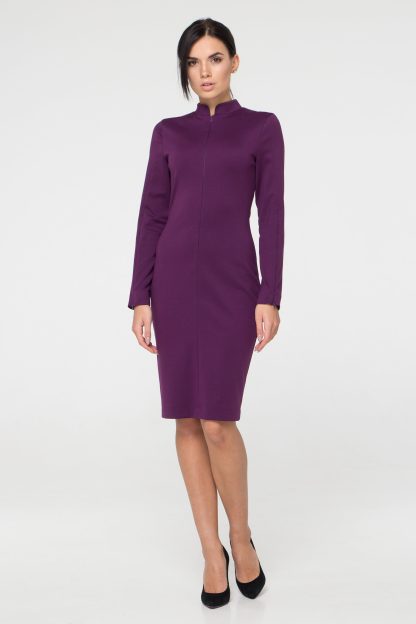Purple Stand Collar Dress - Image 5