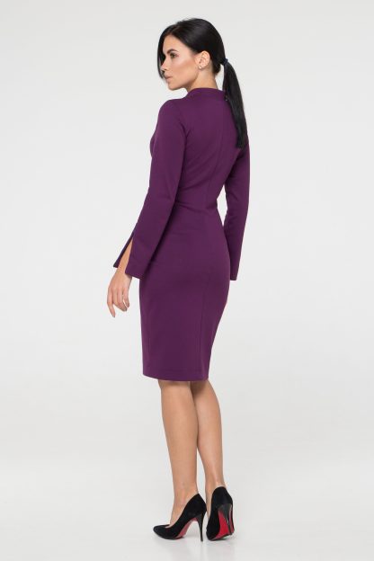 Purple Stand Collar Dress - Image 3