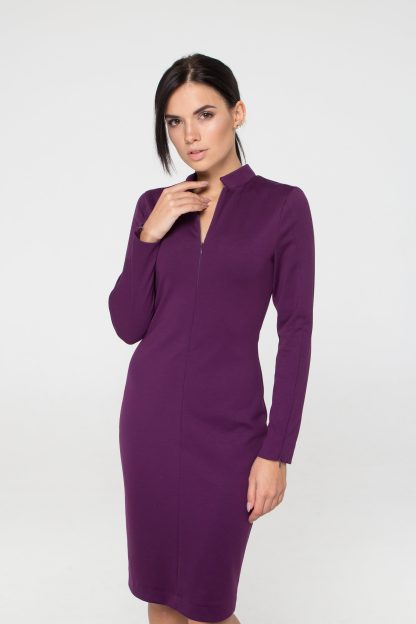 Purple Stand Collar Dress - Image 2