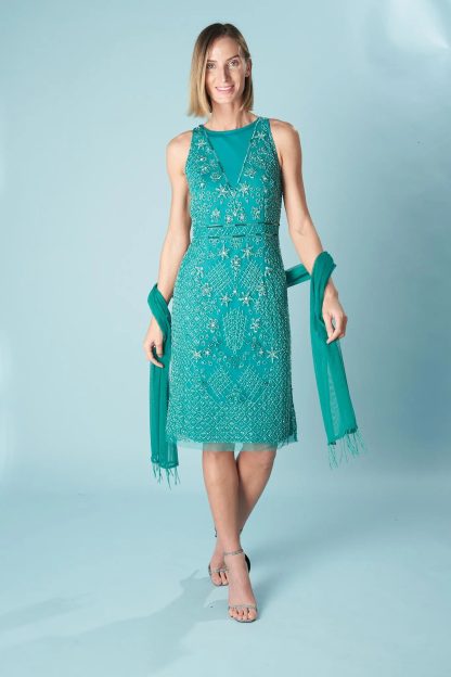 Peacock Green Beaded Skirt - Image 2