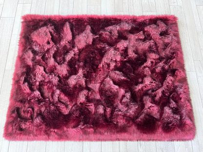 Burgundy faux wool carpet - Image 5