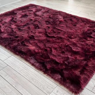 Burgundy faux wool carpet