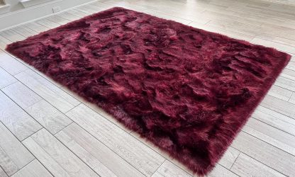 Burgundy faux wool carpet