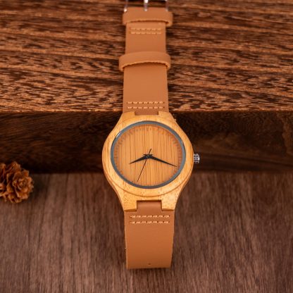 Simple Bamboo Wood Quartz Watch - Image 6