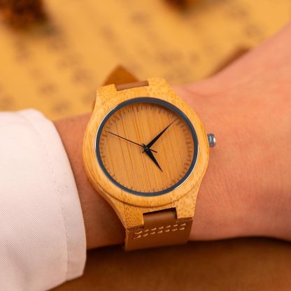 Simple Bamboo Wood Quartz Watch - Image 4