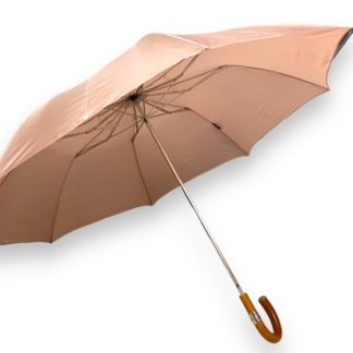 Vintage solid wood handle satin long umbrella