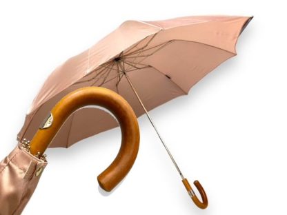 Vintage solid wood handle satin long umbrella - Image 2