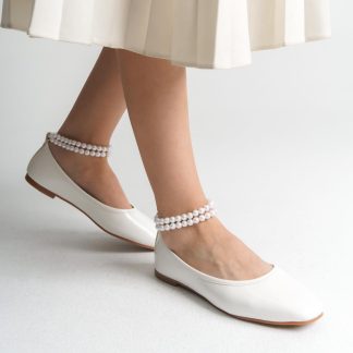French Pearl Ankle Strap Flats