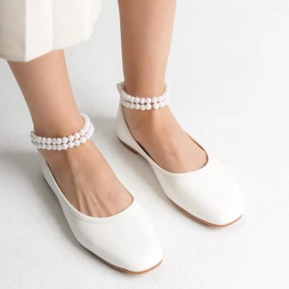 French Pearl Ankle Strap Flats - Image 3