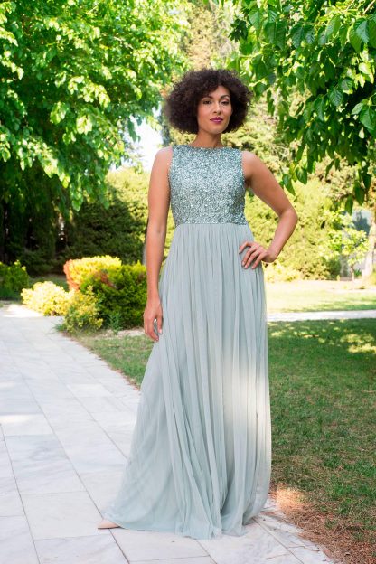 Light blue beaded mesh dress - Image 4