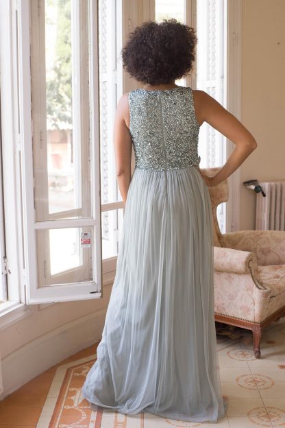 Light blue beaded mesh dress - Image 2