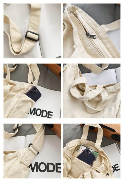 Off-white canvas casual shoulder bag - Image 6