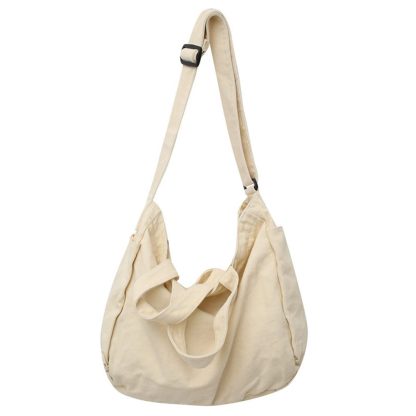 Off-white canvas casual shoulder bag