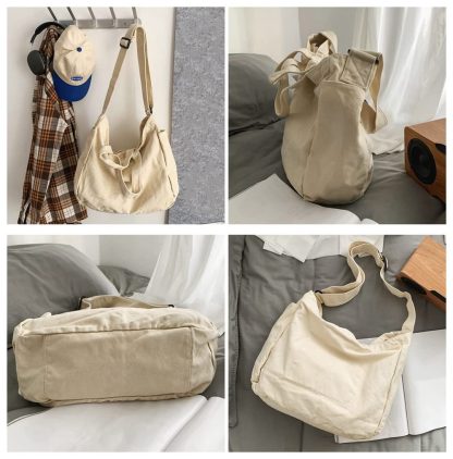 Off-white canvas casual shoulder bag - Image 4