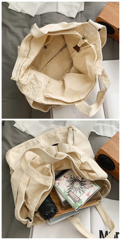 Off-white canvas casual shoulder bag - Image 2