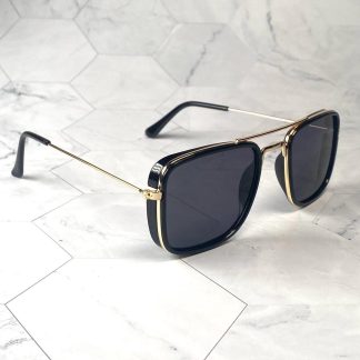 Retro double-beam large frame sunglasses