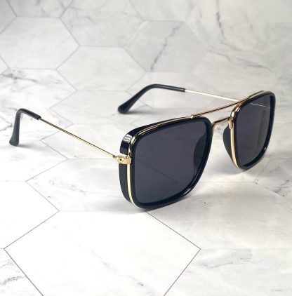Retro double-beam large frame sunglasses
