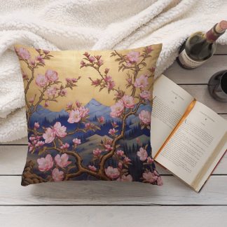 New Chinese style landscape flower and bird pillow