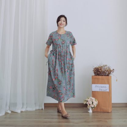 Floral Drawstring Dress - Image 4