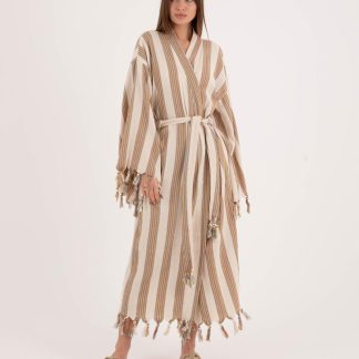 Striped Lace-Up Long Robe