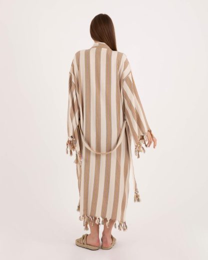 Striped Lace-Up Long Robe - Image 6
