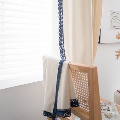 French lace trim cream curtains - Image 5