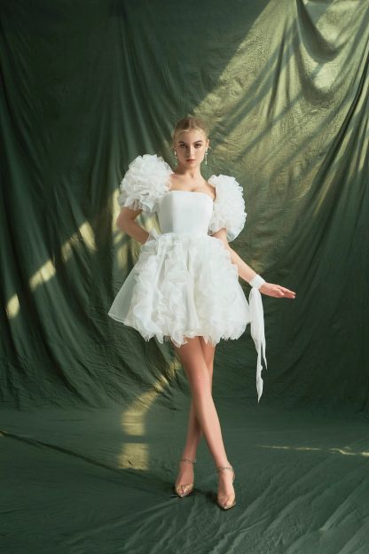 French Palace Style Puff Sleeve Dress