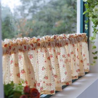 Floral lace half curtain