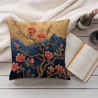 New Chinese style landscape peony pillow