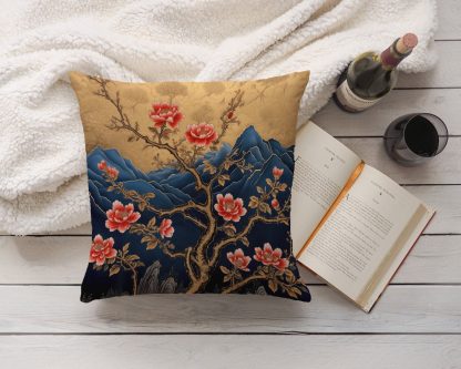 New Chinese style landscape peony pillow