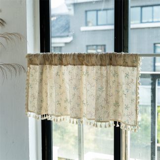 Floral tassel half curtain