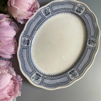 Blue and white oval porcelain plate
