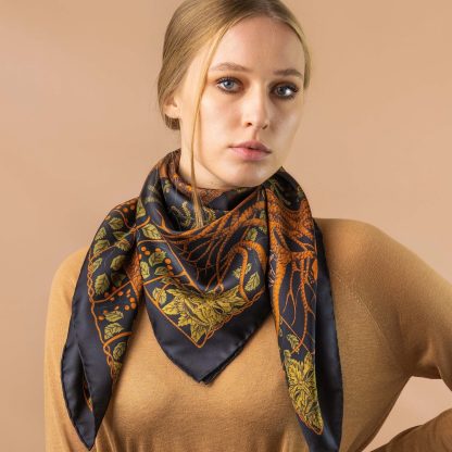 Dark Night Flowers Silk Square Scarf - Image 6