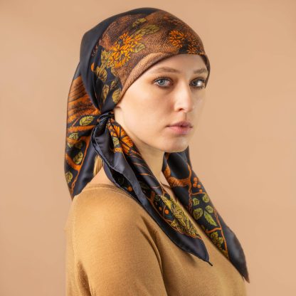 Dark Night Flowers Silk Square Scarf - Image 4