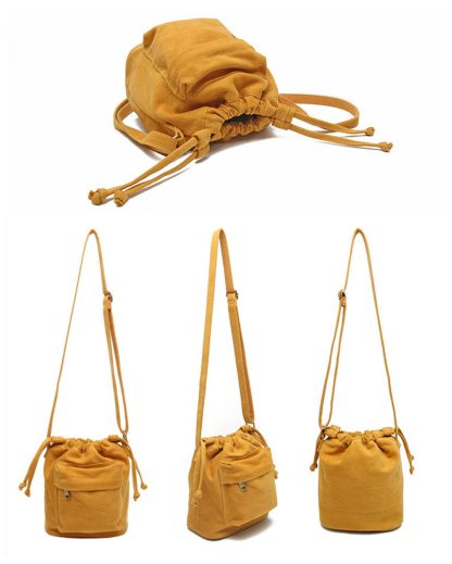Vintage canvas drawstring bucket bag - Image 6