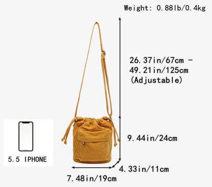 Vintage canvas drawstring bucket bag - Image 5